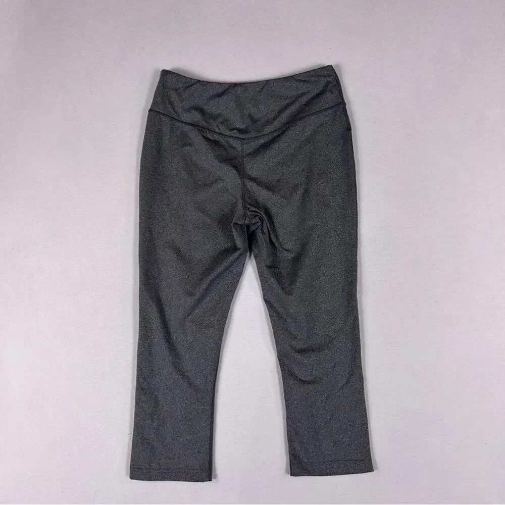 Eddie Bauer Gray Capri Crop Leggings Womens M Medium Key Pocket Mid Rise Pull On
